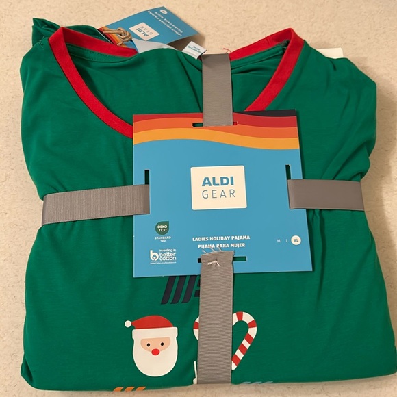 ALDI GEAR 2024 CHRISTMAS Aldi Tree Women's XL 2pc Cotton Blend Pajama Set Ltd Ed - Picture 2 of 8